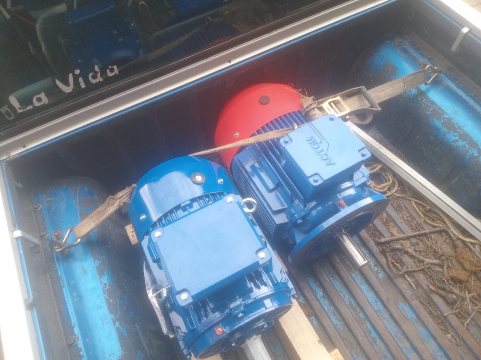 New ACTOM electric motors strapped down for delivery