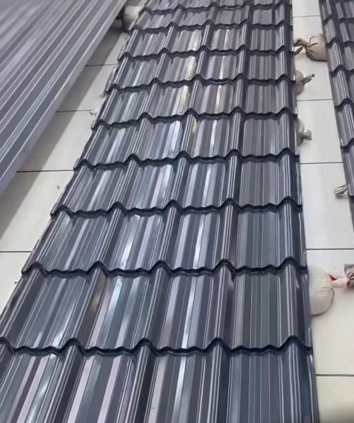 Charcoal tile-profile roofing sheets